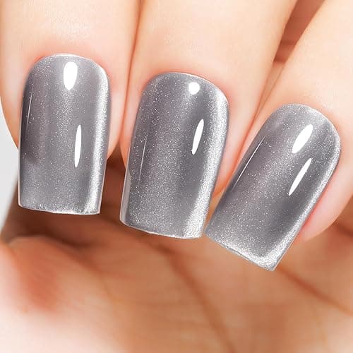 MIZHSE Quick Dry Cat Eye Nail Polish, Sliver Magnetic Nail Polish with Magnet, Air Drying Fast Nail Lacquer 15ml Cateye Effect for Women Girl Non-Gel Nail Art Manicure DIY Home thumbnail 9