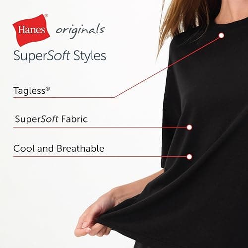 Hanes Women's Originals 2 Piece Lounge, Comfywear Supersoft Boxy T-Shirt & Sleep Shorts Loungewear Set - Small - Stargazer Grey/Stargazer Grey thumbnail 4