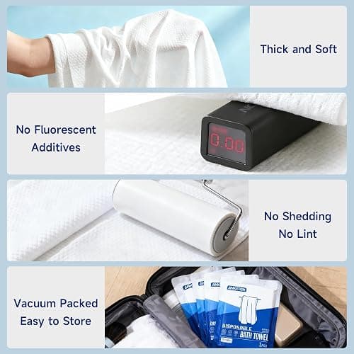 ANKEXIN Disposable Bath Towels 6 Pack, 55" x 27.5" Thick Large Travel Towels Sets, Individually Wrapped, Portable Towels for Travel, Spa, Camping, Hotel Use thumbnail 5