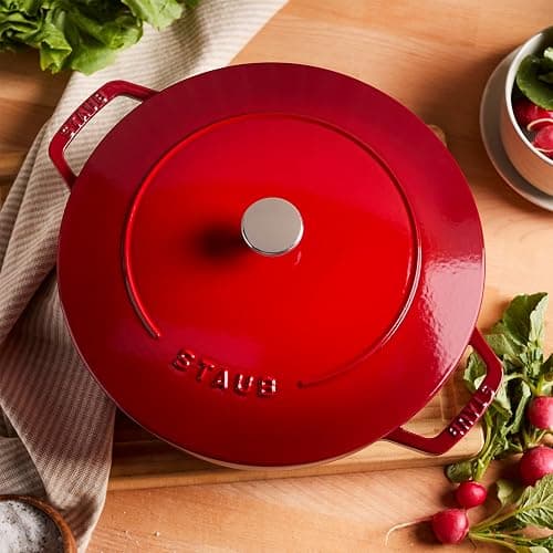 Staub Cast Iron Essential French Oven, Dutch Oven, 5-quart, serves 5-6, Made in France - Cherry thumbnail 6