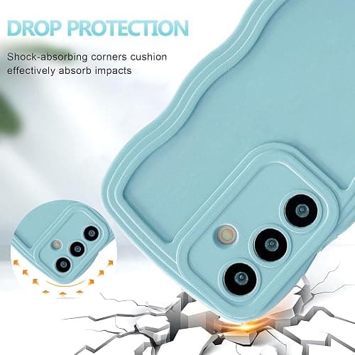UEEBAI Wave Frame Silicon Case for Samsung Galaxy A15 4G/5G Phone Case, Cute Wave Frame Slim Fit Shockproof Phone Bumper Cover Soft Pretty Curly Girly Cover for Galaxy A15 4G/5G, Mint Green thumbnail 4