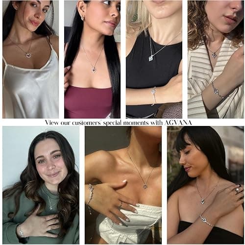 AGVANA Christmas Gifts Rosy Reverie Birthstone Bracelet for Women Sterling Silver Genuine or Created Gemstone Tennis Bracelet Rose Heart Jewelry Anniversary Birthday Gifts for Women Mom Wife Her thumbnail 4
