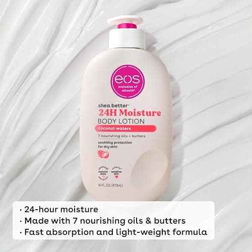 eos Shea Better Body Lotion Coconut Waters, 24-Hour Moisture Skin Care, Lightweight & Non-Greasy, Natural Shea, Vegan, Coconut Body Lotion, 16 fl oz thumbnail 4