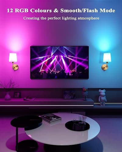 Ouyulong Battery Operated Wall Sconces Set of 2, Wireless Rechargeable Dimmable Wall Light with 5600mAh RGB Bulb and Remote for Bedroom, Living Room, Hallway (Gold) thumbnail 4