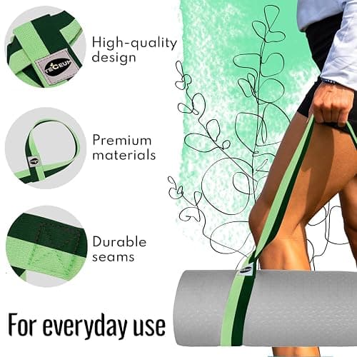 TECEUM Yoga Mat Strap – 30+ Colors – Adjustable Mat Holder Sling Carrier for All Mats [Mat Not Included] thumbnail 6
