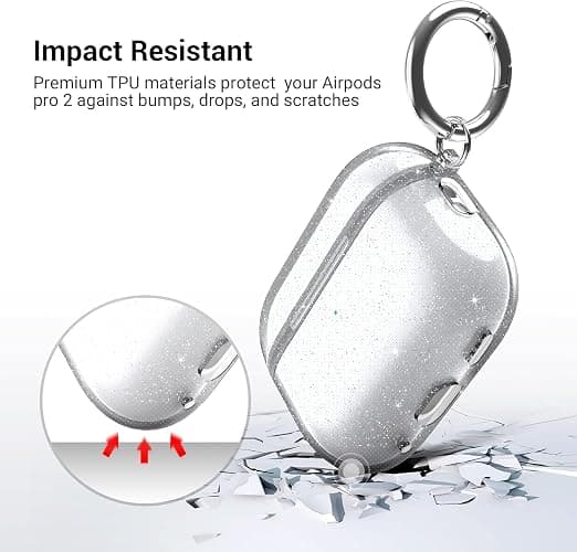 ULAK Compatible with AirPods Pro 3 Case, Design Soft TPU AirPod Pro 3rd Generation Case 2025 with Ring Keychain Accessories Shockproof Protecitve Cover, Glitter thumbnail 5