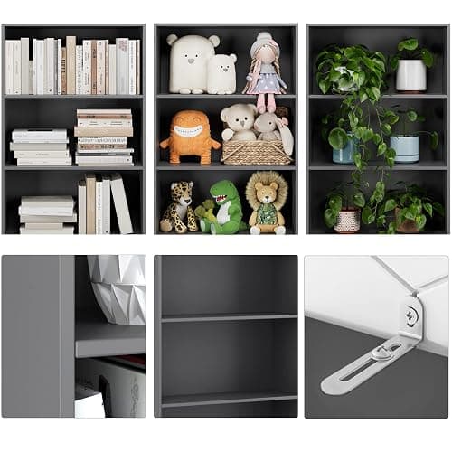 FOTOSOK 6-Tier Open Bookcase and Bookshelf, Freestanding Display Storage Shelves Tall Bookcase for Bedroom, Living Room and Office, Dark Gray thumbnail 7