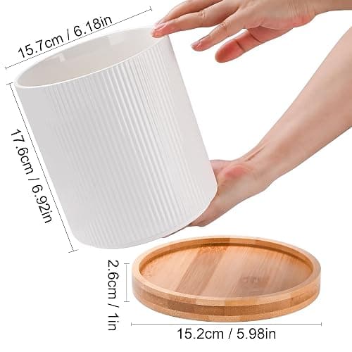 QUELIEN 360° Rotating Kitchen Utensil Holder for Countertop, Large Ceramic Utensil Crock Organizer with Non-Scratch Cork Base, Farmhouse White Cookware Storage Jar, Ideal Housewarming Gift thumbnail 3