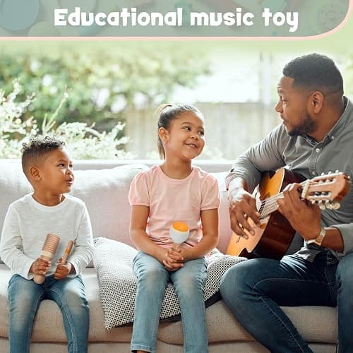 Stoie's Wooden Toddler Musical Instruments with Xylophone, Maracas, Triangle, Tamburine for Babies and Kids, Eco Friendly Montessori Educational Toy thumbnail 2
