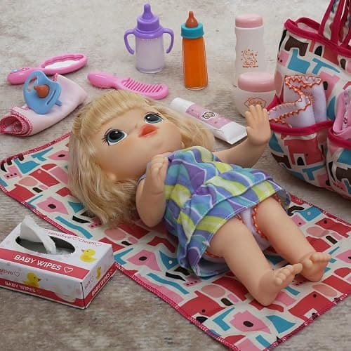 14 Pack Baby Doll Accessories, Baby Doll Feeding and Caring Set Includes Diaper Bag, Doll Diapers, Magic Bottle, Changing Mat for Girl Toddler Kid, Babies Pretend Play Set for Birthday Gift Christmas thumbnail 6
