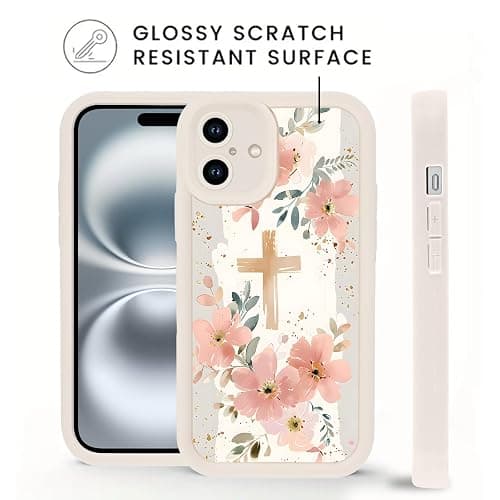 Aoldimu 2 Pack Floral Christian Cross Jesus Bible Verse Phone Cases for iPhone 16 for Women Girls,Soft Shockproof Protective Cover with Christian Quotes for iPhone 16 6.1 " thumbnail 4