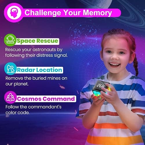 Xinbeiya Rechargeable Handheld Cube with Games - 15 Fun Brain & Memory Games with Score Screen for Kids Teens - Christmas Easter Birthday Gifts for Boys Girls Ages 6-12+ Years Old (Black) thumbnail 6