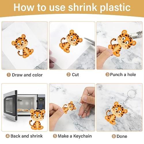CRTWDMAN 161 Pcs Shrink Paper Keychain Kit,with 30 Pcs Shrinky Plastic Sheets 7.9"x5.7",Hole Punch,Lobster Clasps,Jump Rings DIY Crafts for Adults and Teens thumbnail 5