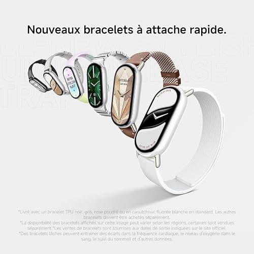 XIAOMI Smart Band 10, Bracelet Connecté, Autonomie 21 jours, rose | Charge rapide, suivi sommeil et santé, 150+ sports, iOS et Android, 5 ATM, garantie 2 ans, cadres multimatériaux thumbnail 7