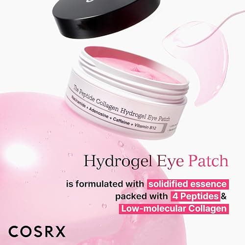COSRX Pink Peptides Collagen Hydrogel Eye Patch for Puffy Eyes and Dark Circles, Under Eye Mask, 60 Under Eye Patches, Korean Skin Care, Stocking stuffers for women thumbnail 2