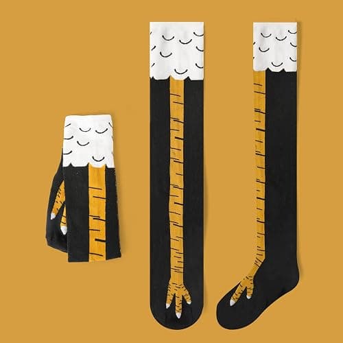 puwuto Chicken Leg Socks - 3D Novelty Funny Knee-High Chicken Costume Feet Socks, 19.6in Animal Paw Socks for Adult Women Men Thanksgiving Xmas Gifts Birthday Party Christmas Stocking Stuffer thumbnail 6