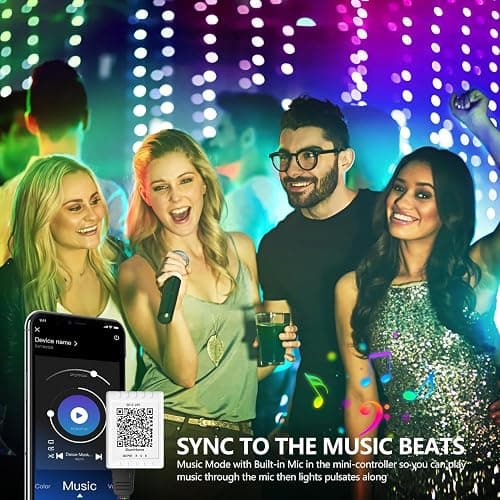 Mexllex LED Strip Lights 10M (1X10M) APP Control Colour Changing LED Lights with Remote, Music Sync Built-in Mic, SMD RGB Light Strips RGB LED Strip, Led Lights for Bedroom Home Decoration thumbnail 6