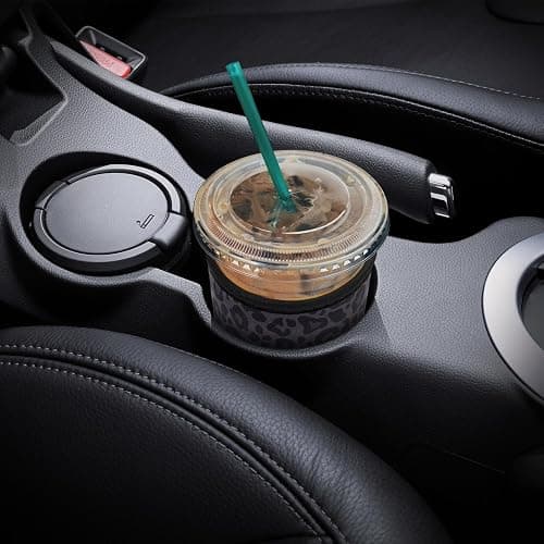YR Reusable Neoprene Insulator Sleeve for Iced Coffee Cups, 3 Pack Coffee Coolies sleeves for Iced & Hot Drinks, Cold Beverage Cooler Compatible with Starbucks Coffee and More (Black Leopard Print) thumbnail 3