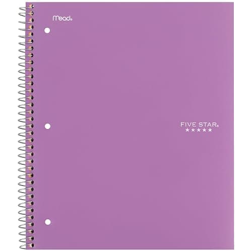 Five Star Spiral Notebook + Study App, 5 Subject, College Ruled Paper, 8-1/2" x 11", 200 Sheets, Fights Ink Bleed, Water Resistant Cover, Amethyst Purple (38748) thumbnail 9