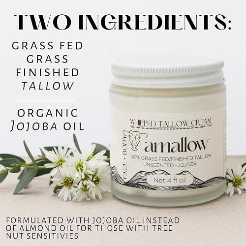 Amallow 100% Grass Fed Beef Tallow for Skin Care - Face + Body - Whipped Moisturizer for Sensitive Skin - Natural Lotion, 4 FL. oz. (Unscented + Jojoba Oil) thumbnail 3