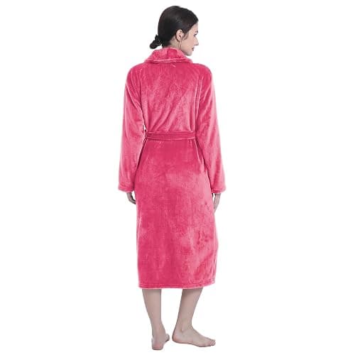 Eonkasp Plush Soft Robes for Women, Premium Fleece Womens Robe Cozy Warm Bathrobe - Rose Red - Small-Medium thumbnail 2