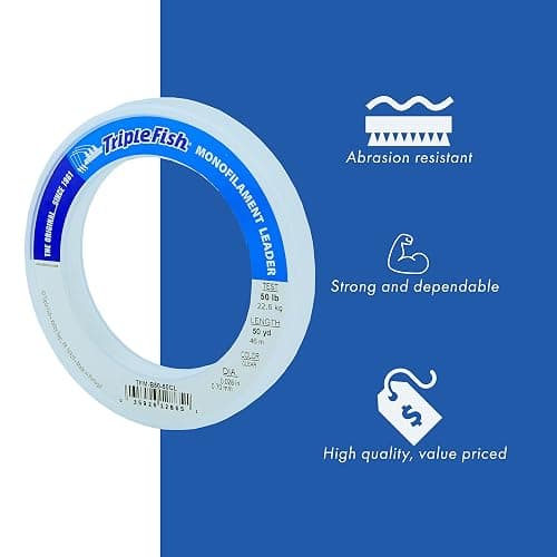 Triple Fish Monofilament Fishing Leader - Clear, Camo Strong Tough Leader Material for Big Game Fishing, Up to 400lb Test thumbnail 4