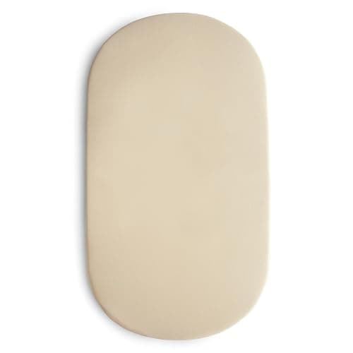 mushie Stretchy & Soft Bassinet Crib Sheet | Fitted 16" x 30" (Fog) - Fog - Image 1