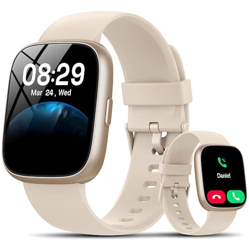 Smart Watch with Alexa Built-in, 1.83" HD Touchscreen Fitness Tracker with Bluetooth Calling, Fitness Watch with Heart Rate/Sleep Monitor/120+ Sports, IP68 Waterproof Smartwatch for Android iOS, Cream - Image 1
