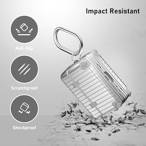 AirPods Pro 2 Case Cover, KOREDA Cute Funny Suitcase Design Hard Case for Airpods Pro 2nd Generation/1st Generation (2023/2022/2019) with Cleaner Kit, Silver thumbnail 3