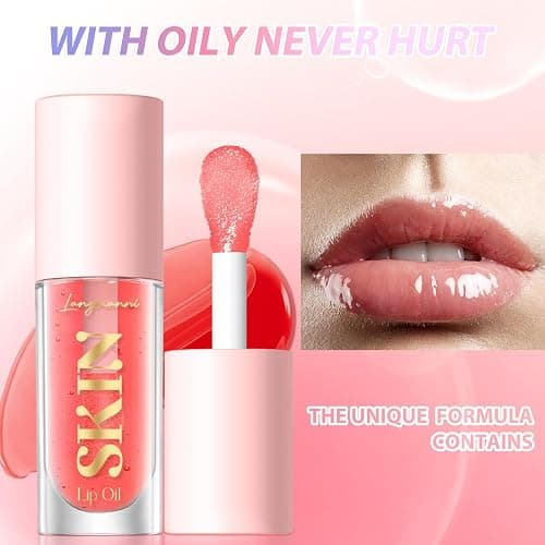 LANGMANNI Lip Oil,No-Sticky Gloss Lip Balm Lip Care,Fruit Flavoured Lip Oil For Dry Lip's Moisturizing Hydrating And Nourishing (Strawberry+Coco) thumbnail 5