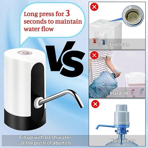 Water Table Pump, Portability Electric Water Pump with USB Data Cable,White Automatic Drinking Water Bottle Pump for Travel, Kitchen, Home, Office thumbnail 3