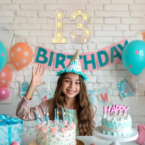 13th Birthday Decorations for Girls Boys,13th Birthday Party Decorations for Centerpieces Table,Light Up Numbers 13 Sign for Party Backdrop Wall Decor for 13 Wedding Anniversary Decoration thumbnail 4