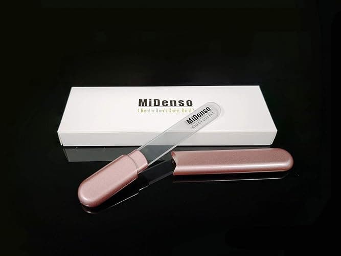 MiDenso Premium Glass Nail File with Case, Crystal Diamond Salon Best Beauty Nail Buffer for Natural and Acrylic Nails Christmas Gift for Woman and Man,Apricot thumbnail 2