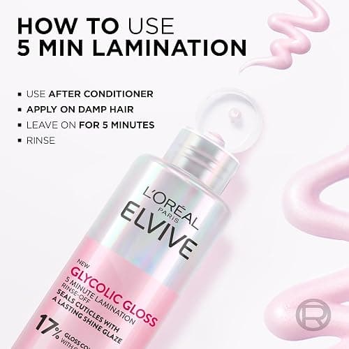L'Oréal Paris Rinse-Off Treatment For Dull Hair, Elvive Glycolic Gloss 5 Minute Lamination With 17% Gloss Complex, Fills Hair Fibres For Instant Silkiness And Long-Lasting Smooth Shine For Days, 200ml thumbnail 4