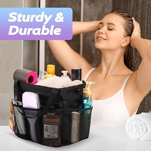 famichan Mesh Shower Caddy Portable, Dorm Room Essentials for College Students, Large Capacity with 8 Pockets Shower Bag for Camping,Swimming,Gym,Travel thumbnail 2