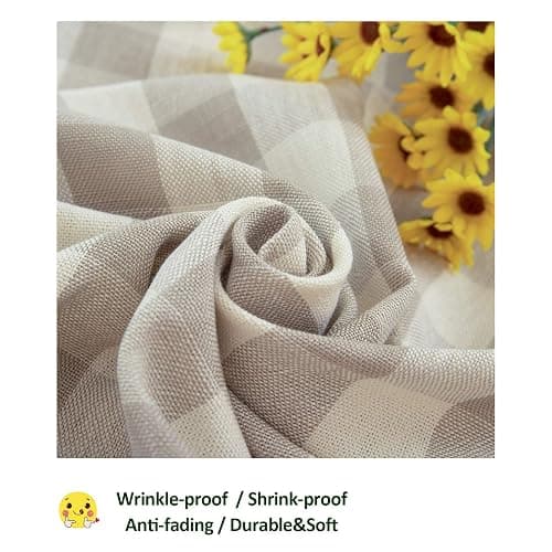Midsummer Breeze Rustic Checkered Tablecloth, Cotton Gingham Rectangle Table Cloths for Kitchen Dining Restaurant Farmhouse Thanksgiving Christmas Decor (55x84”,Gray Khaki) thumbnail 3