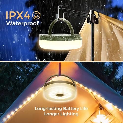 KUQIHUG Camping String Lights, 32.8FT Rechargeable Camping Lights with Quick Storage Reel, 8 Modes Waterproof Hanging LED Camping Lights for Tent, RV Awning, Patio and Outdoor Camping Gear Essentials thumbnail 5