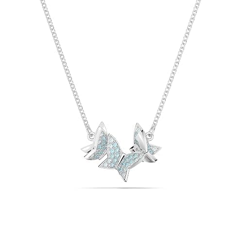 Swarovski Lilia Butterfly Necklace, Earrings, and Bracelet Crystal Jewelry Collection, Blue Crystals in a Rhodium Tone Finished Setting - Image 1