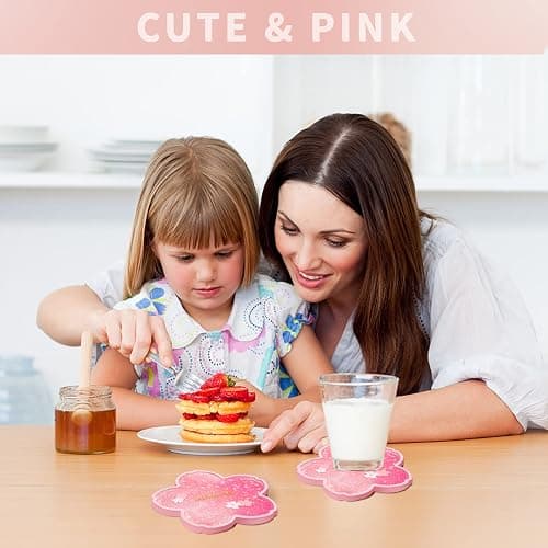 2pcs Sakura Coasters,Non-Slip Insulation Acrylic Coaster, Funny Coasters,Cute Cherry Blossom Decor,Gift for Girlfriend Women Kids Wife (Pink) thumbnail 6