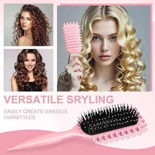 Candy Brush,Curly Hair Brush,Curl Defining Brush,Shaping and Defining Curls for Women Hair Brush for Combing and Shaping,Reduce Pulling and Curl Separation For Defined Curls(pink) thumbnail 3