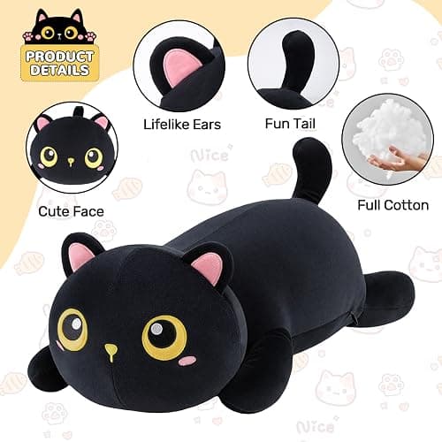 Cat Heating Pad for Period Cramps Menstrual Pain Relief, Portable Electric Heat Pads USB Powered, Cute Black Cat Plush Stuffed Animals Gift, Funny Cats Gifts for Women Teen Girls Birthday Christmas thumbnail 2
