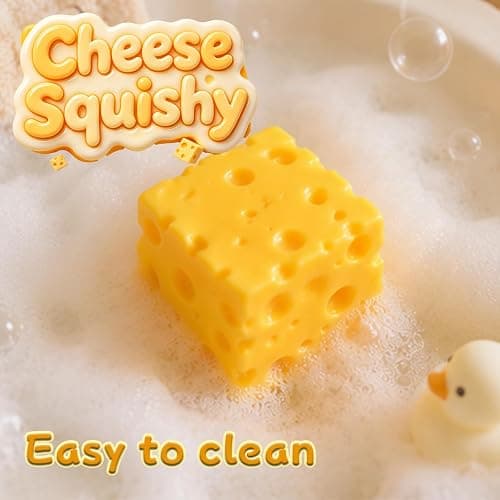 Cheese Squishy Food Squishy Stress Relief Fidget Toy Stress Relief Original Sensory Stress Balls Gifts for Adults Kids Friends (Yellow-1 Pack) thumbnail 4