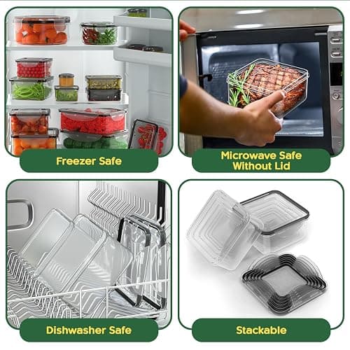 56 PCS Food Storage Containers with Lids Airtight (28 Boxes - 28 Lids) | Plastic Container for Pantry Stackable Kitchen Organization-Microwave Dishwasher,Freezer Safe 100% Leak Proof thumbnail 5