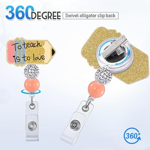 Plifal Badge Reel Retractable for Nurse Cute Nursing ID Badge Holder Accessories with Alligator Clip to Teach is to Love Acrylic Beaded Badge Reel for Office Student Social Worker Hospital thumbnail 3