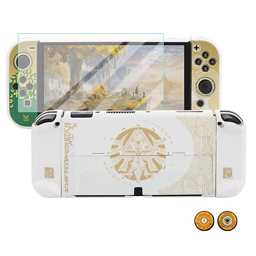 HYPERCASE White of Zelda Switch OLED Dockable Case for Console & Controller Handle, Anti-Scratch Hardshell Switch OLED Protective Cover Skin with Screen Protector & Thumb Caps - Tears of The Kingdom - Image 1