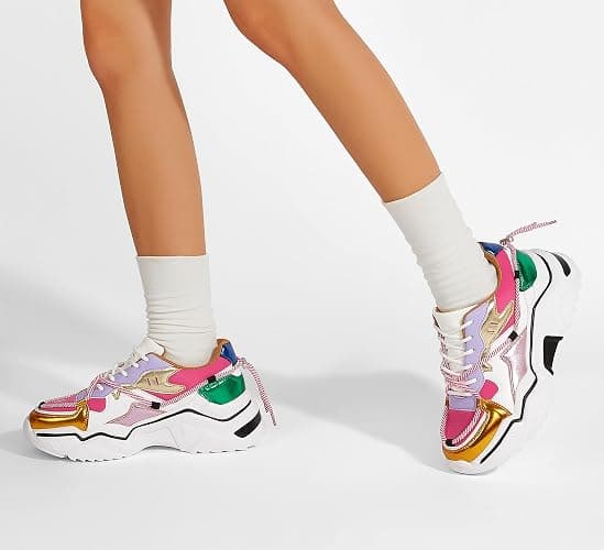 LUCKY STEP Women's Platform Colorful Fashion Sneakers Retro Colorblock Stylish Cute Chunky Dad Walking Shoes thumbnail 9