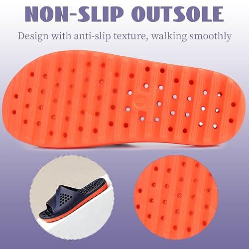 Loniuy Men's Quick-Dry Shower Slippers Non-Slip Drain Hole Shoes Lightweight Comfortable Slides for Home College Dorm Bathroom Beach Gym thumbnail 5