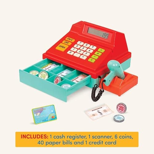 Battat – Toy Cash Registerwith scanner For Kids, Toddlers – 49 Pieces with Money, Credit Card, Scanner – Pretend Play Toy – 3+ Years thumbnail 6