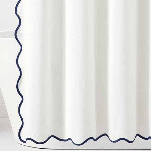 Shower Curtain Navy and White thumbnail 4