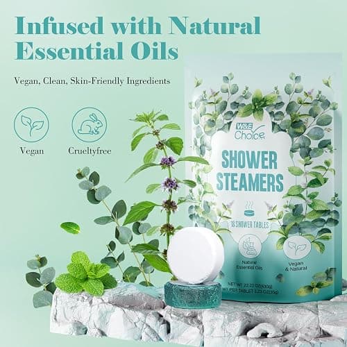 W&E Choice Shower Steamers Aromatherapy 18 Pcs- Shower Bombs Birthday Gifts for Women, Eucalyptus Mint Essential Oils for Daily Relaxation & Stress Relief, Christmas Gift for Women, Mom, Wife thumbnail 3